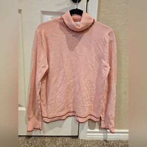 NWT Pearl By Lela Rose Tipped Turtleneck Rose XL $265